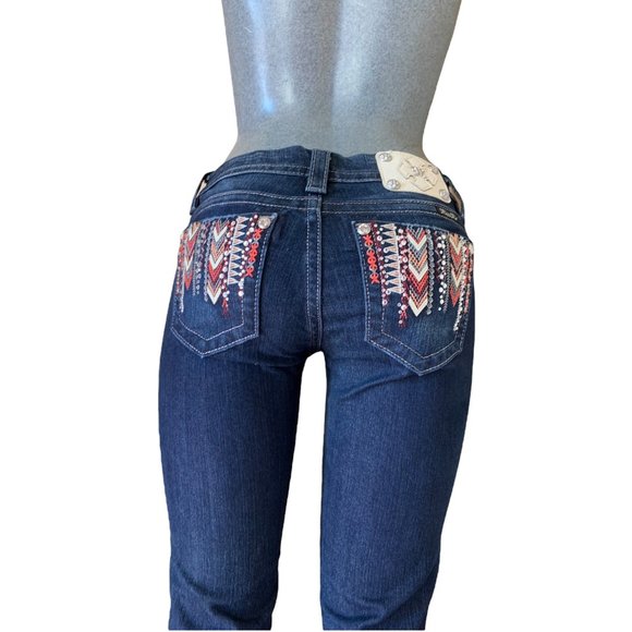 Miss Me 'Mid-Rise Easy Skinny' Womens Jeans Tag 26 Blue W29xL28 Stretch Western - Picture 9 of 13